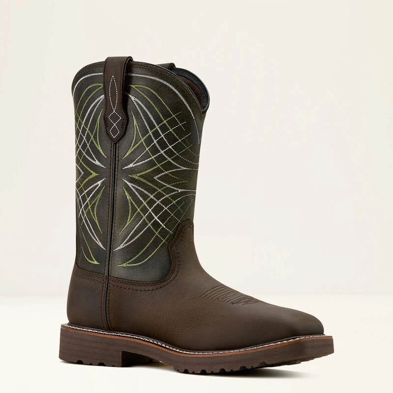 Ariat Activator 11 Heren Waterdichte Western Werklaars Bruin Groen Staalneus Stoer en Klaar voor de Klus!